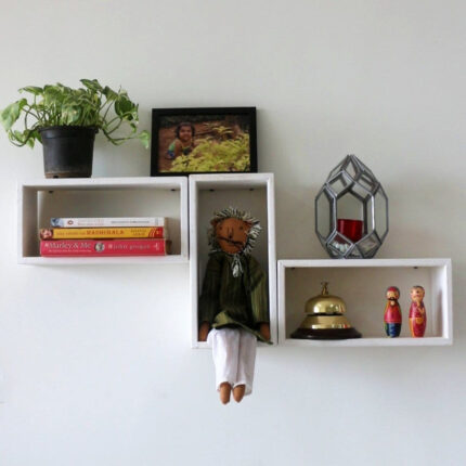 "FeelLuxurious.com Wooden Wall Shelf with 3 Shelves for Elegant Home Storage"